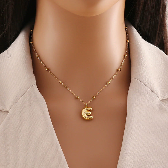 Wholesale Jewelry Stainless Steel Letter Pendant Necklace With Electroplating