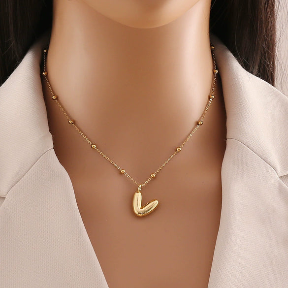 Wholesale Jewelry Stainless Steel Letter Pendant Necklace With Electroplating