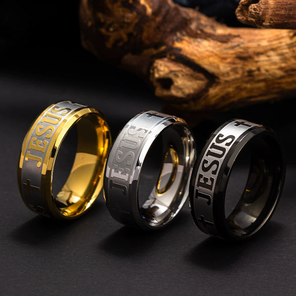 Wholesale Jewelry Stainless Steel Letter Ring With Fish Pattern Electroplated Unisex