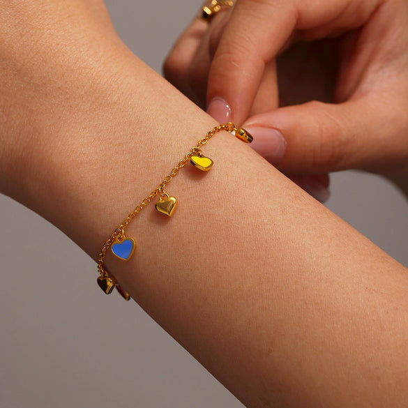 Wholesale Jewelry 316L Stainless Steel Light Luxury Oil Dripping Clavicle Chain And Bracelet