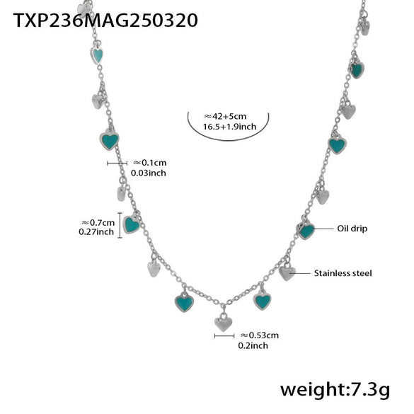 Wholesale Jewelry 316L Stainless Steel Light Luxury Oil Dripping Clavicle Chain And Bracelet