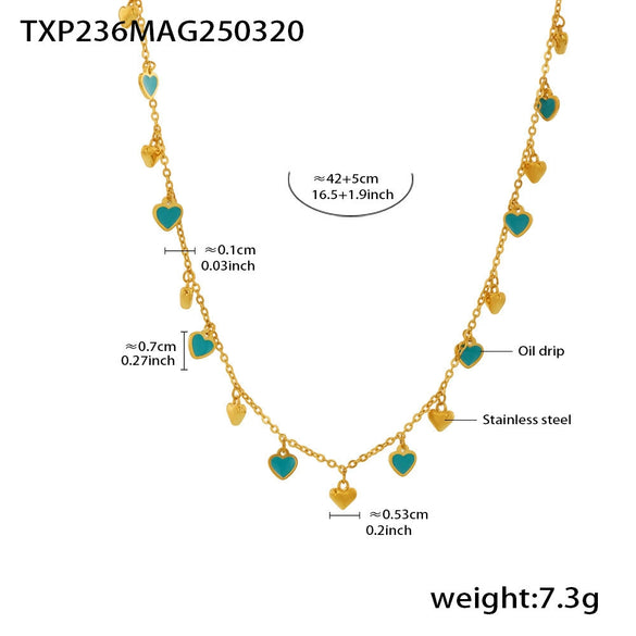 Wholesale Jewelry 316L Stainless Steel Light Luxury Oil Dripping Clavicle Chain And Bracelet