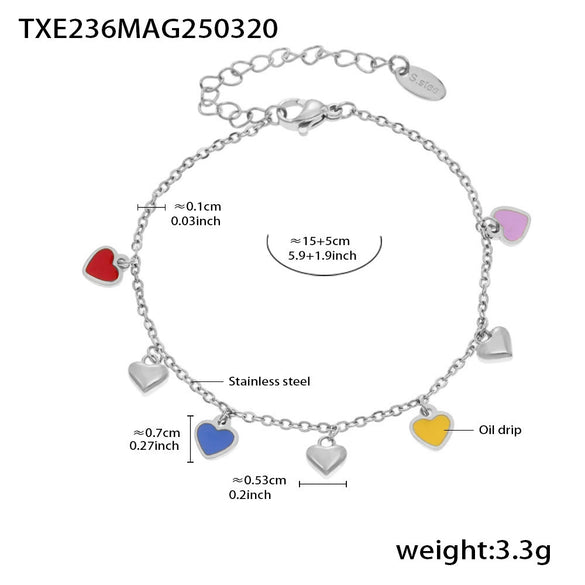 Wholesale Jewelry 316L Stainless Steel Light Luxury Oil Dripping Clavicle Chain And Bracelet