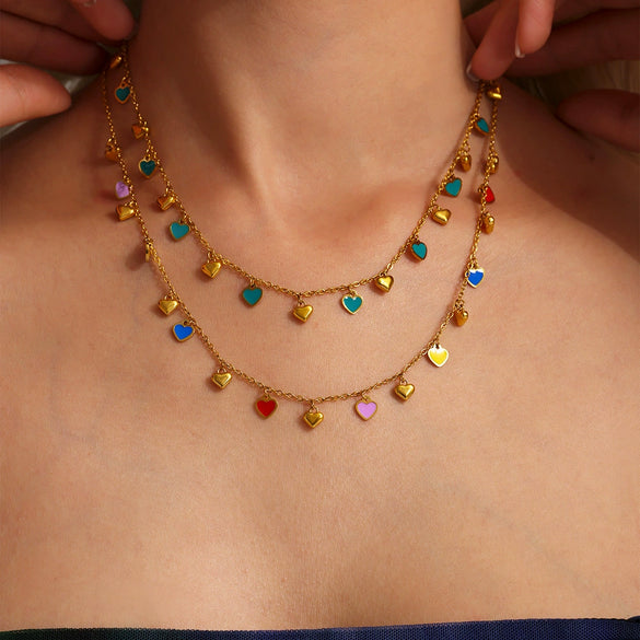 Wholesale Jewelry 316L Stainless Steel Light Luxury Oil Dripping Clavicle Chain And Bracelet