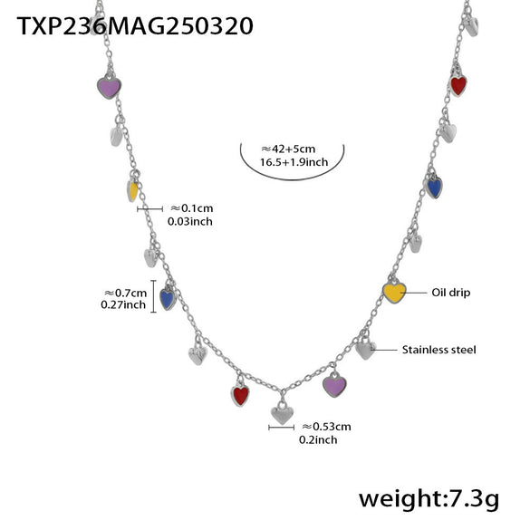 Wholesale Jewelry 316L Stainless Steel Light Luxury Oil Dripping Clavicle Chain And Bracelet