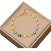 Wholesale Jewelry Stainless Steel Love Heart Bracelet With Dripping Oil Design