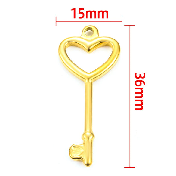 Wholesale Jewelry Stainless Steel Love Hollow Key Pendant Vacuum Electroplated Gold