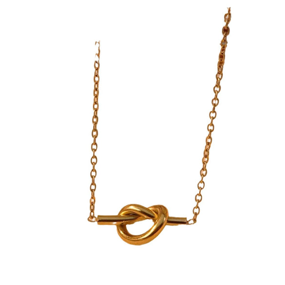 Wholesale Jewelry Stainless Steel Love Knot Geometric Minimalist Electroplating Necklace For Women