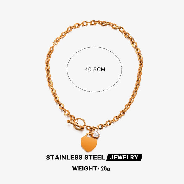 Wholesale Jewelry Stainless Steel Love Water Drops Bell Heart Ochain Necklace Bracelet Jewelry Set Electroplated