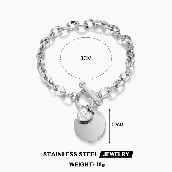 Wholesale Jewelry Stainless Steel Love Water Drops Bell Heart Ochain Necklace Bracelet Jewelry Set Electroplated