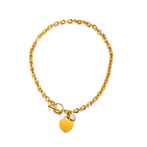Wholesale Jewelry Stainless Steel Love Water Drops Bell Heart Ochain Necklace Bracelet Jewelry Set Electroplated