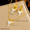 Wholesale Jewelry Stainless Steel Love Water Drops Bells Pendant Necklace Earrings Set Gold Plated Snake Bone Chain