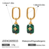 Wholesale Jewelry Stainless Steel Malachite Pendant Earrings Electroplating Geometric Style Women's