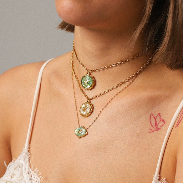 Wholesale Jewelry Stainless Steel Marine Life Style Electroplated Clavicle Chain Necklace With Starfish Open Ring Pendant