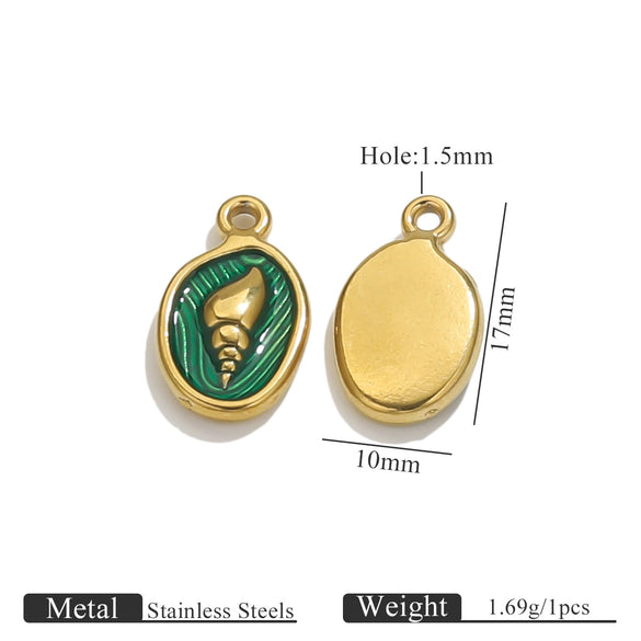 Wholesale Jewelry Stainless Steel Marine Series Pendant With Mermaid Shell And Sea Star Design Electroplated