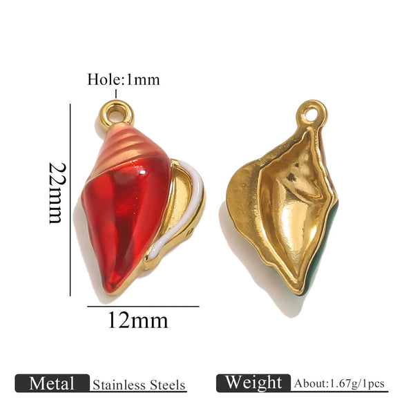 Wholesale Jewelry Stainless Steel Marine Series Pendant With Mermaid Shell And Sea Star Design Electroplated