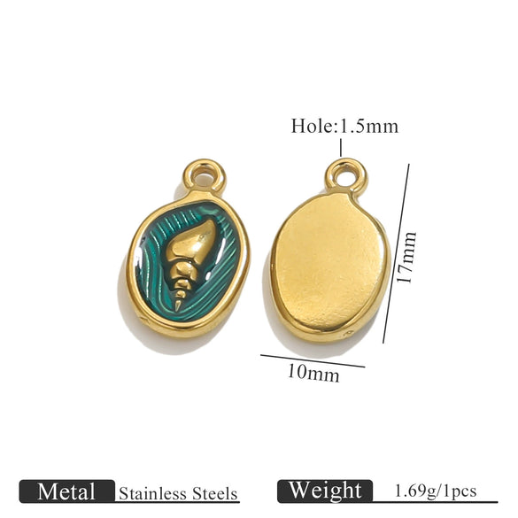 Wholesale Jewelry Stainless Steel Marine Series Pendant With Mermaid Shell And Sea Star Design Electroplated