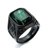 Wholesale Jewelry Stainless Steel Men's Geometric Ring Titanium Steel Electroplated Multicolor Gem Ring