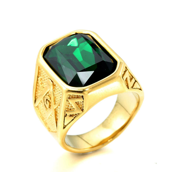 Wholesale Jewelry Stainless Steel Men's Geometric Ring Titanium Steel Electroplated Multicolor Gem Ring