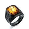Wholesale Jewelry Stainless Steel Men's Geometric Ring Titanium Steel Electroplated Multicolor Gem Ring
