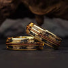 Wholesale Jewelry Stainless Steel Men's Wedding Ring Golden Triple Groove Amber Electroplating Vintage Lowkey Luxury