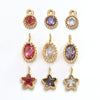 Wholesale Jewelry Stainless Steel Mini Pendant Inlaid Stars Oval Round Zircon Electroplated