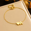 Wholesale Jewelry Stainless Steel Minimalist Love Water Drops Bells Pendant Necklace Bracelet Set With Electroplating