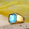 Wholesale Jewelry Stainless Steel Multicolor Gem Geometric Ring Retro Punk Style For Men Electroplated