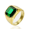 Wholesale Jewelry Stainless Steel Multicolor Gem Geometric Ring Retro Punk Style For Men Electroplated