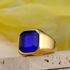 Wholesale Jewelry Stainless Steel Multicolor Gem Geometric Ring Retro Punk Style For Men Electroplated