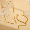 Wholesale Jewelry Stainless Steel Natural Freshwater Pearl Oval Geometric Electroplated Necklace And Bracelet For Women