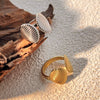 Wholesale Jewelry Stainless Steel Natural Geometric Heart Shape Electroplating Two Scallops Open Ring