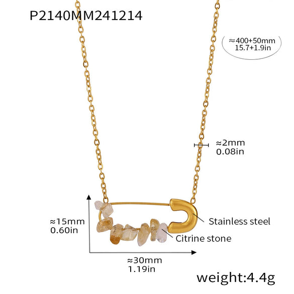 Wholesale Jewelry 316L Stainless Steel Natural Stone Freshwater Pearl Geometric Electroplated Necklace For Women