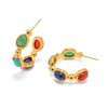 Wholesale Jewelry Stainless Steel Natural Stone Geometric Cshaped Electroplated Earrings For Women