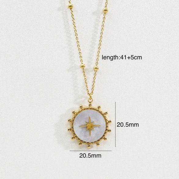 Wholesale Jewelry Stainless Steel Natural Stone Geometric Light Luxury Electroplated Star Pendant Necklace