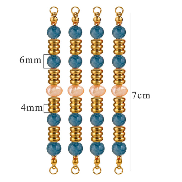 Wholesale Jewelry Stainless Steel Natural Stone Pearl Retro Double Hole Round Pendant With Electroplating And Vacuum Treatment