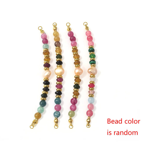 Wholesale Jewelry Stainless Steel Natural Stone Pearl Retro Double Hole Round Pendant With Electroplating And Vacuum Treatment
