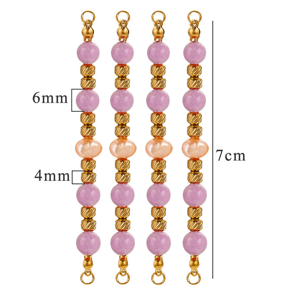 Wholesale Jewelry Stainless Steel Natural Stone Pearl Retro Double Hole Round Pendant With Electroplating And Vacuum Treatment