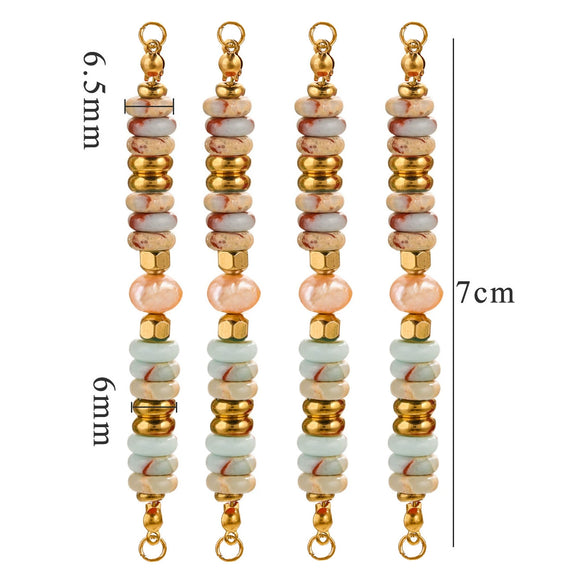 Wholesale Jewelry Stainless Steel Natural Stone Pearl Retro Double Hole Round Pendant With Electroplating And Vacuum Treatment