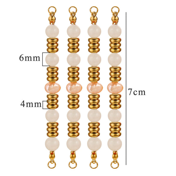 Wholesale Jewelry Stainless Steel Natural Stone Pearl Retro Double Hole Round Pendant With Electroplating And Vacuum Treatment