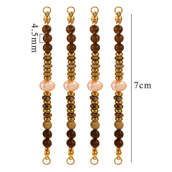 Wholesale Jewelry Stainless Steel Natural Stone Pearl Retro Double Hole Round Pendant With Electroplating And Vacuum Treatment