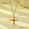 Wholesale Jewelry Stainless Steel Natural Tiger Eye Stone Cross Pendant Electroplating