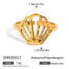 Wholesale Jewelry Stainless Steel Ocean Style Geometric Starfish Coral Joint Open Ring For Women Electroplated