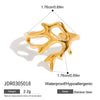 Wholesale Jewelry Stainless Steel Ocean Style Geometric Starfish Coral Joint Open Ring For Women Electroplated