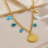 Wholesale Jewelry Stainless Steel Ocean Style Shell Starfish Square Pendant Necklace Electroplated For Women
