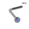 Wholesale Jewelry Stainless Steel Opal Nose Ring Lshaped Sshaped Electroplated