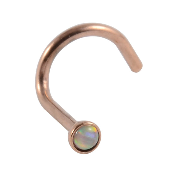 Wholesale Jewelry Stainless Steel Opal Nose Ring Lshaped Sshaped Electroplated