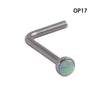 Wholesale Jewelry Stainless Steel Opal Nose Ring Lshaped Sshaped Electroplated