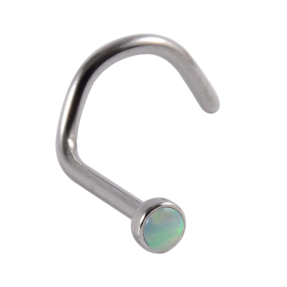 Wholesale Jewelry Stainless Steel Opal Nose Ring Lshaped Sshaped Electroplated