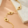 Wholesale Jewelry Stainless Steel Oval Geometric Inlay Tiger Eye Gold Plated Personality Bracelet For Women